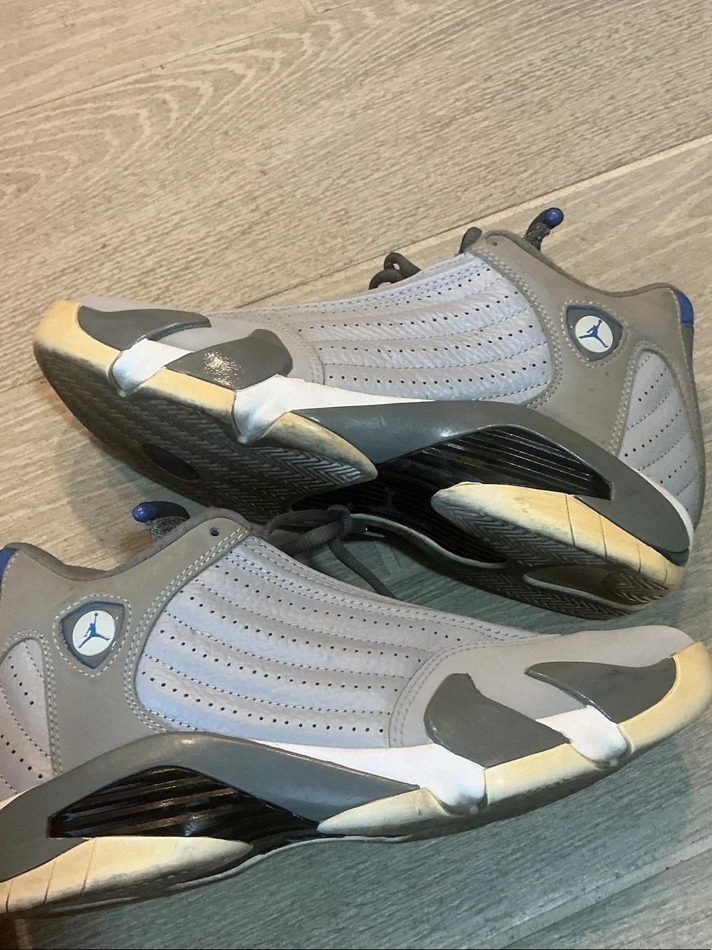 Nike Air Jordan 14 Retro Grey/Blue Leather Basketball Sneakers  Sz 9 487471-004